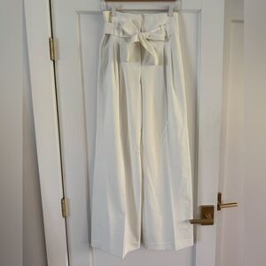 Elie Tahari Belted Trouser Wide Leg Dress Pant Size 2 White Cream